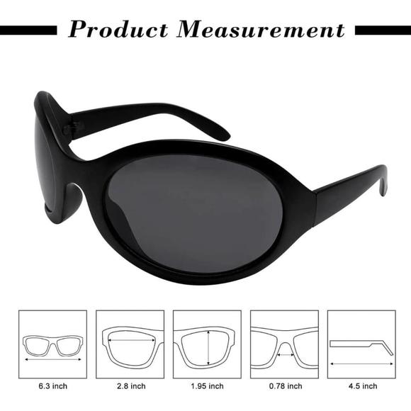 Oversized Steampunk Sunglasses Women Men 2024 Luxury Brand Oval Y2K Sports Punk - Picture 8 of 9